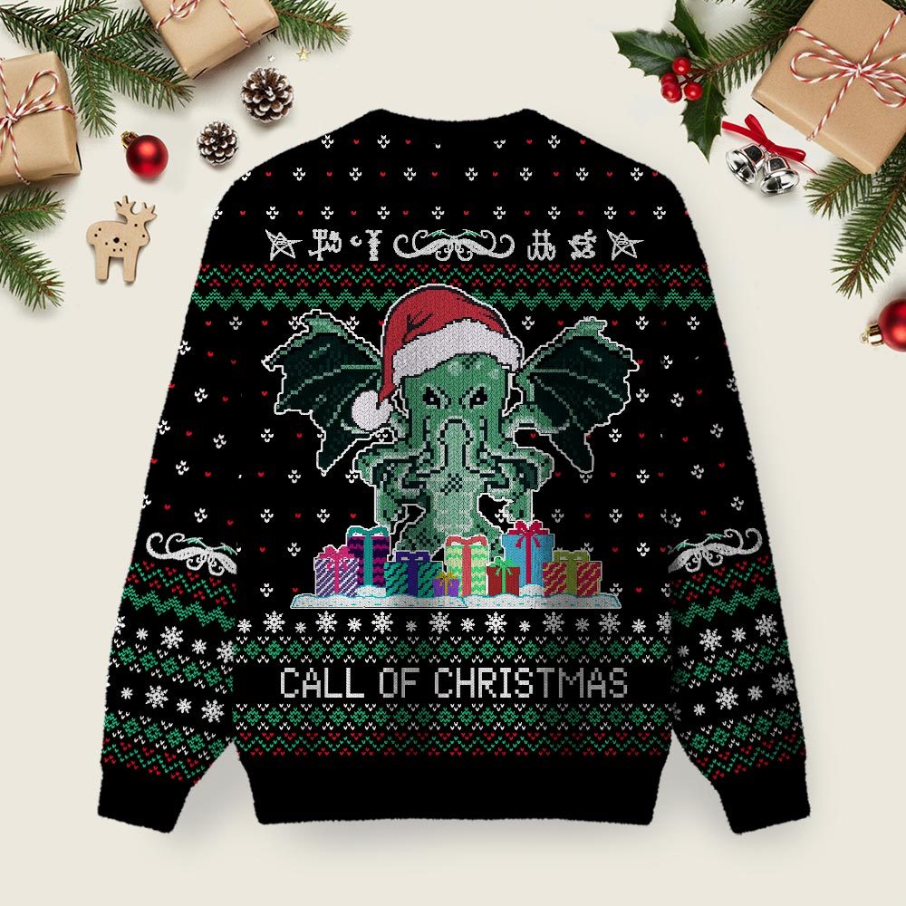 Call of Christmas Black Ugly Christmas Fuzzy Fleece Sweatshirt
