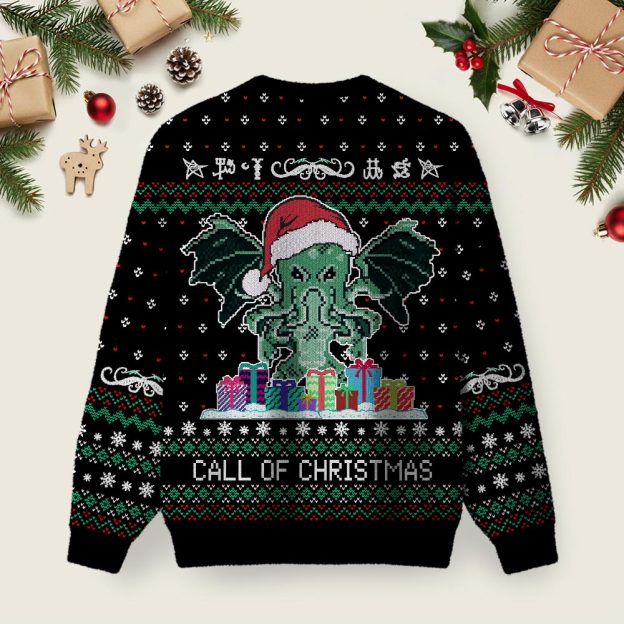 Call of Christmas Black Ugly Christmas Fuzzy Fleece Sweatshirt