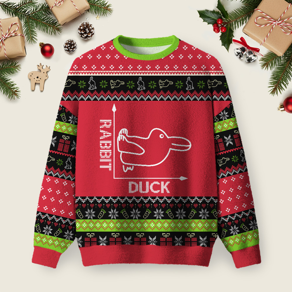 Rabbit or Duck Funny Red Ugly Christmas Sweater Sweatshirt