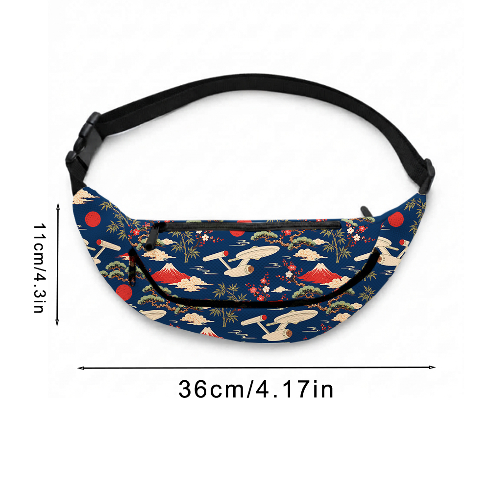 Sci-Fi Spaceship Ukiyo-e Style Geek Canvas Waist Pack