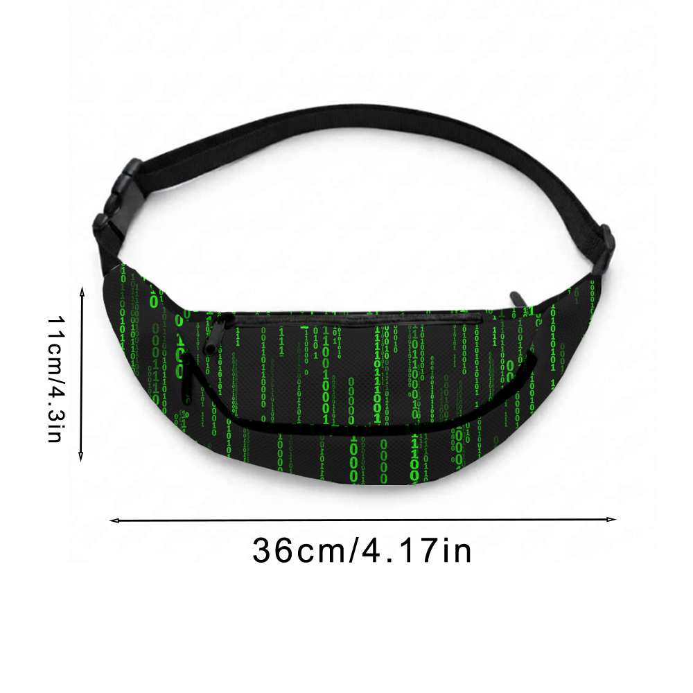Follow The White Rabbit Black Green Design Art Geek Canvas Waist Pack