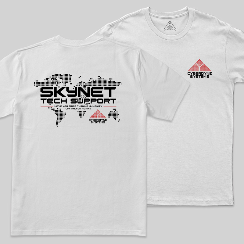Global Digital Network Tech Support Front and Back Printed Geek T-Shirt