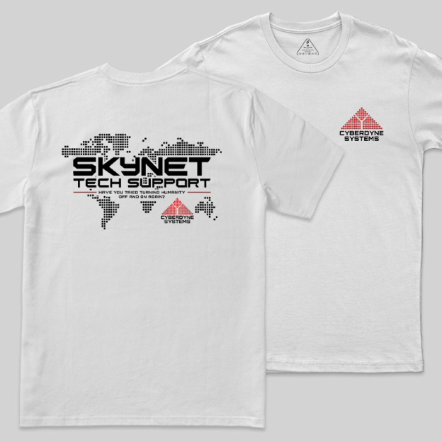 Global Digital Network Tech Support Front and Back Printed Geek T-Shirt