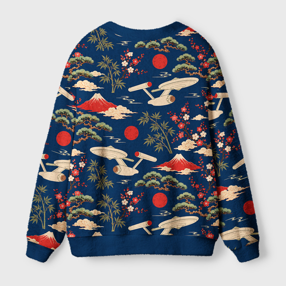 Sci-Fi Spaceship Ukiyo-e Style Geek Ugly Cardigan Sweaters
