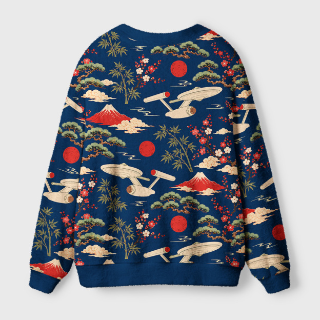 Sci-Fi Spaceship Ukiyo-e Style Geek Ugly Cardigan Sweaters
