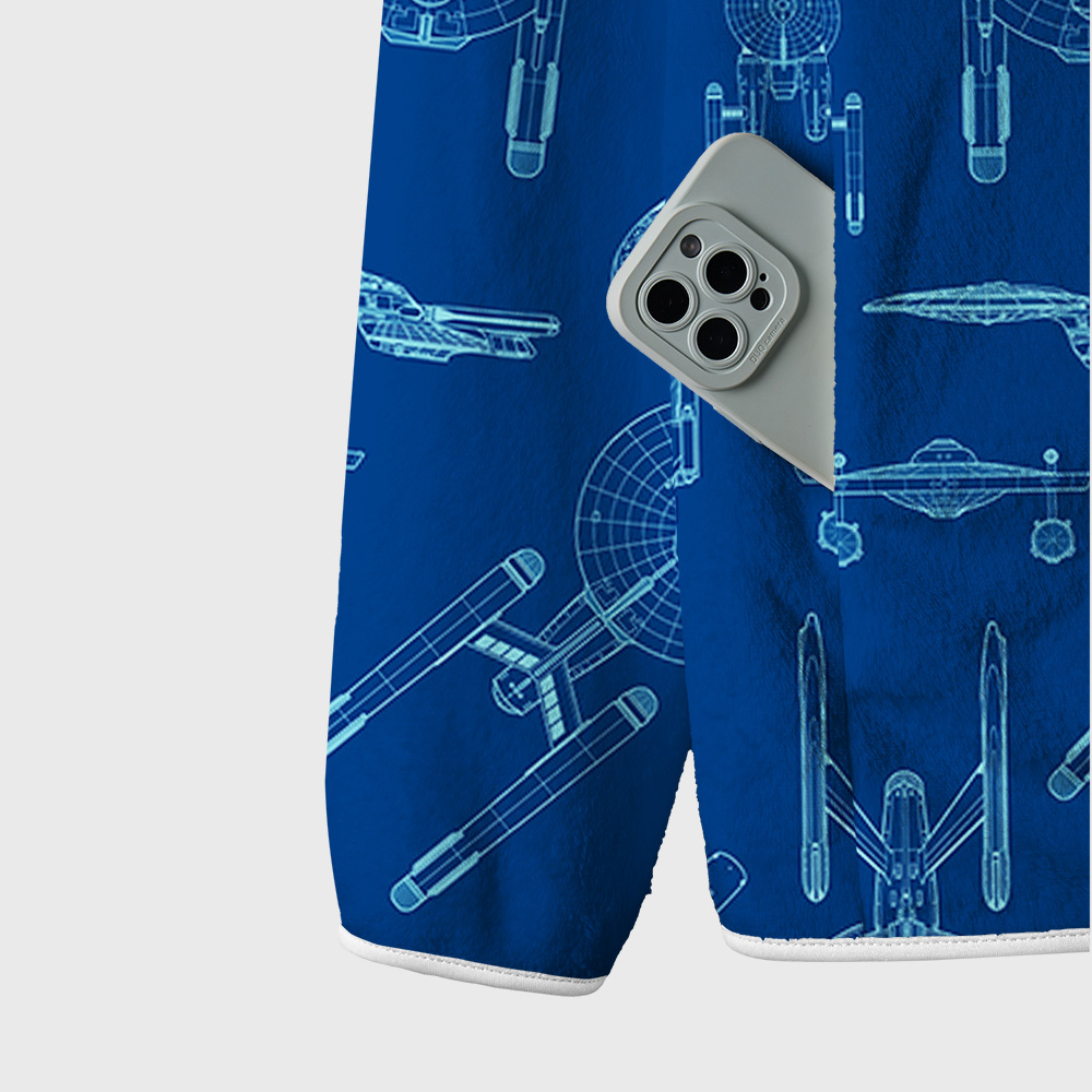 Spaceship Line Drawing Geek Polar Fleece Full-Zip Jacket