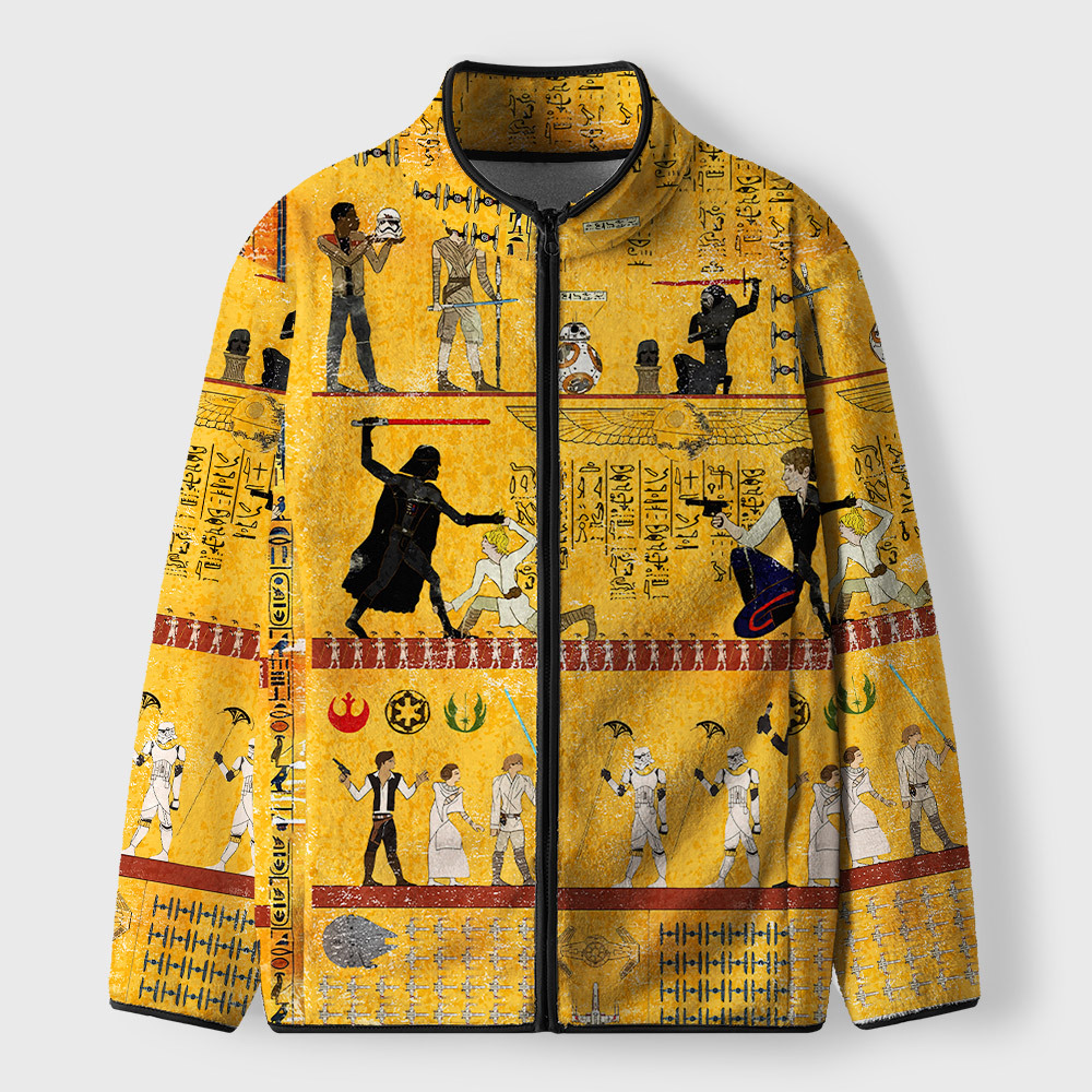 Dark Warrior Ancient Egypt Mural Geek Polar Fleece Full-Zip Jacket