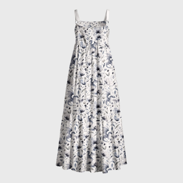 Fantasy Dragon Crystal Flower Geek Tiered Cami Maxi Dress