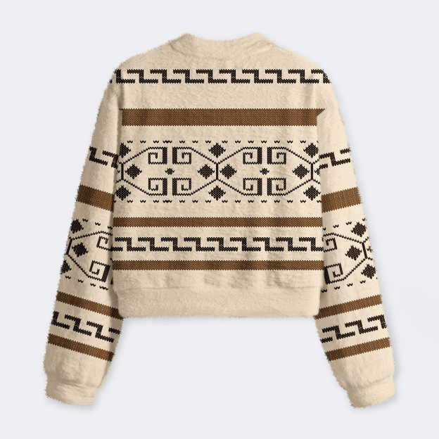 The Dude Classic Lebowski Geek Women's Fuzzy Fleece Cropped Sweater