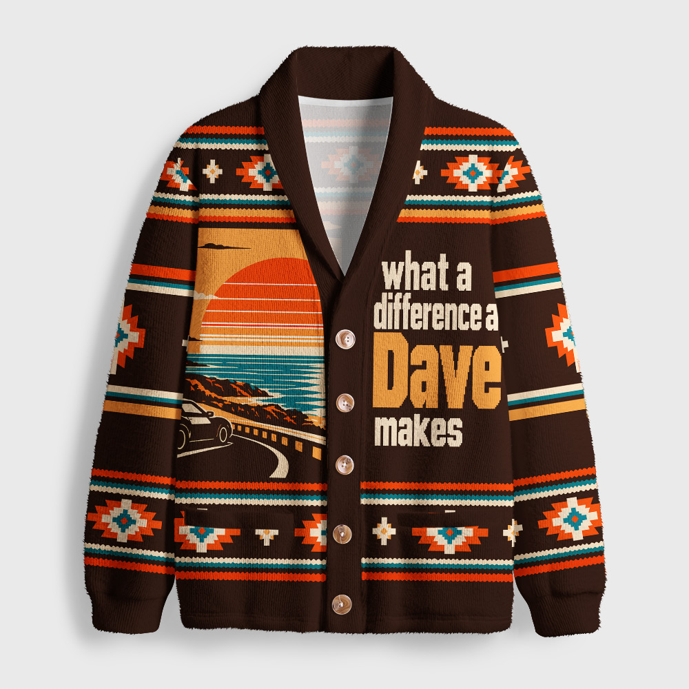 What A Difference A Dave Makes Retro Geek Shawl Collar Cardigan