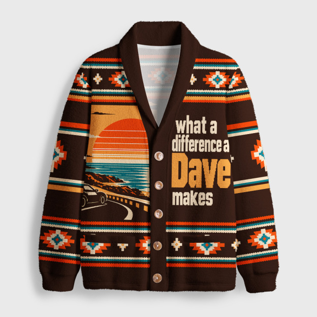 What A Difference A Dave Makes Retro Geek Shawl Collar Cardigan