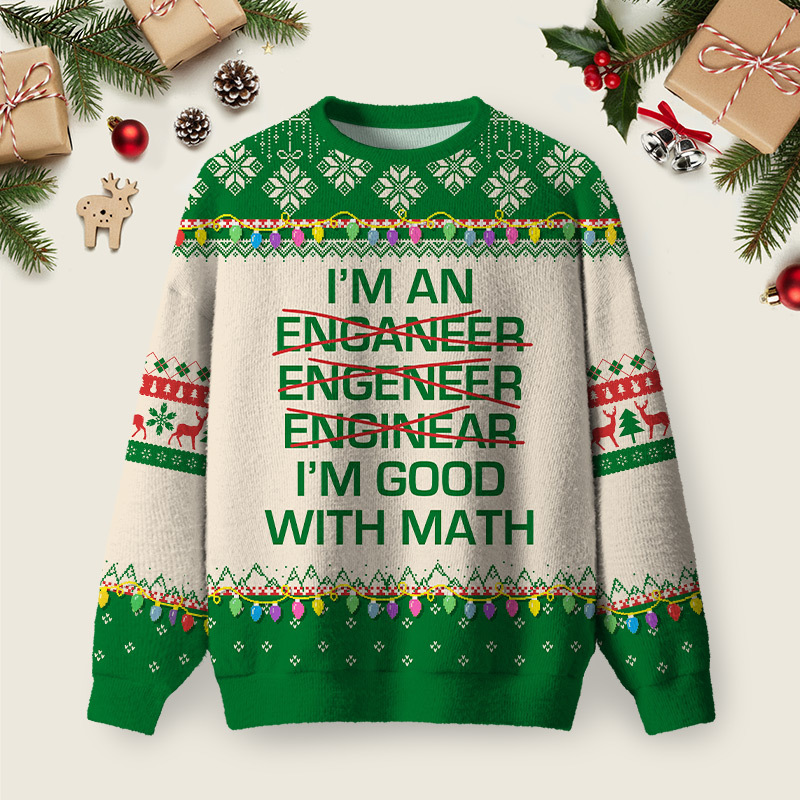 Geeksoutfit I Am Good With Math Ugly Christmas Fuzzy Fleece Sweatshirt for Sale