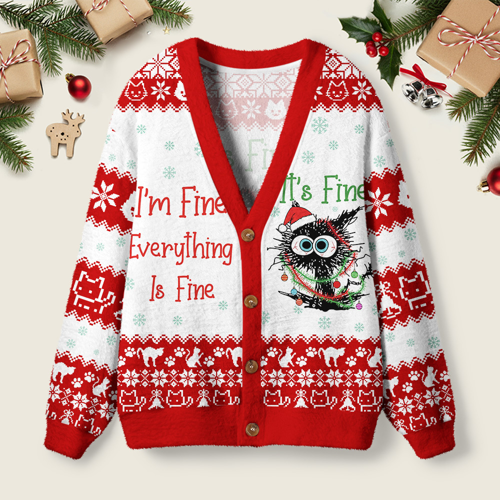 Geeksoutfit Overstimulated but Festive Geek Ugly Cardigan Sweaters for Sale
