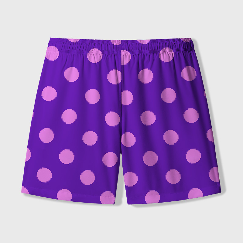Purple Polka Dot Shorts from Mayor Lewis Geek Hawaiian Swim Trunks