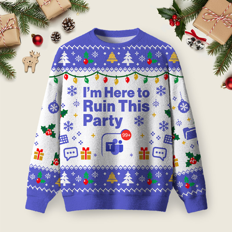 Party Crasher Ugly Christmas Fuzzy Fleece Sweatshirt