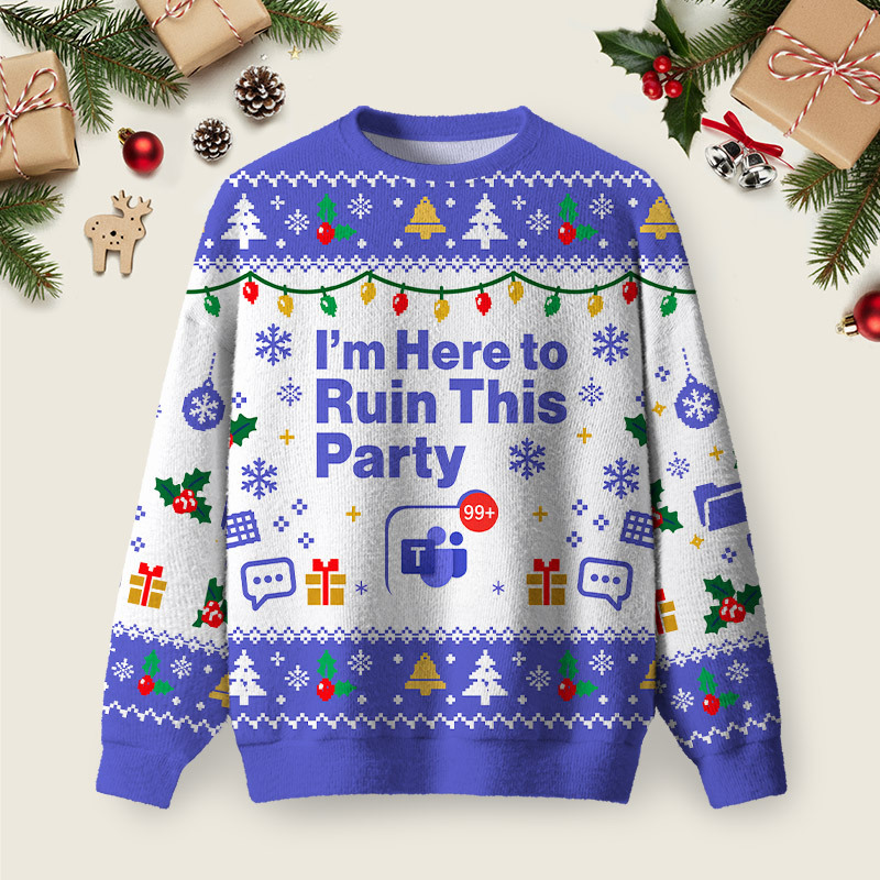 Party Crasher Ugly Christmas Fuzzy Fleece Sweatshirt