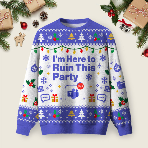 Party Crasher Ugly Christmas Fuzzy Fleece Sweatshirt
