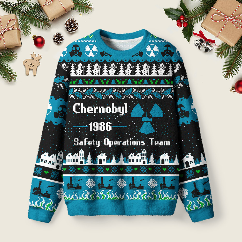 Chernobyl 1986 Ugly Christmas Fuzzy Fleece Sweatshirt