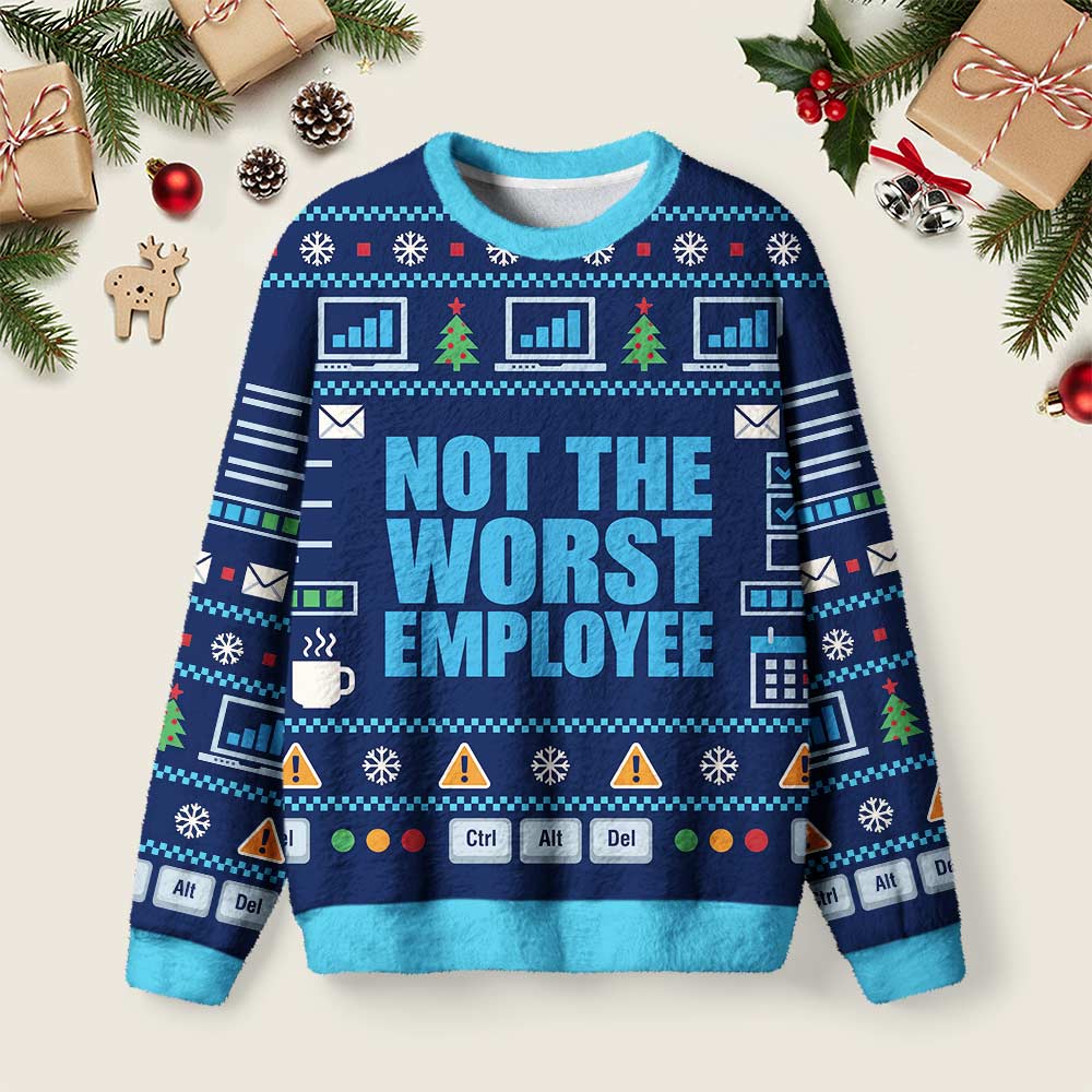 Average Worker Ugly Christmas Fuzzy Fleece Sweatshirt