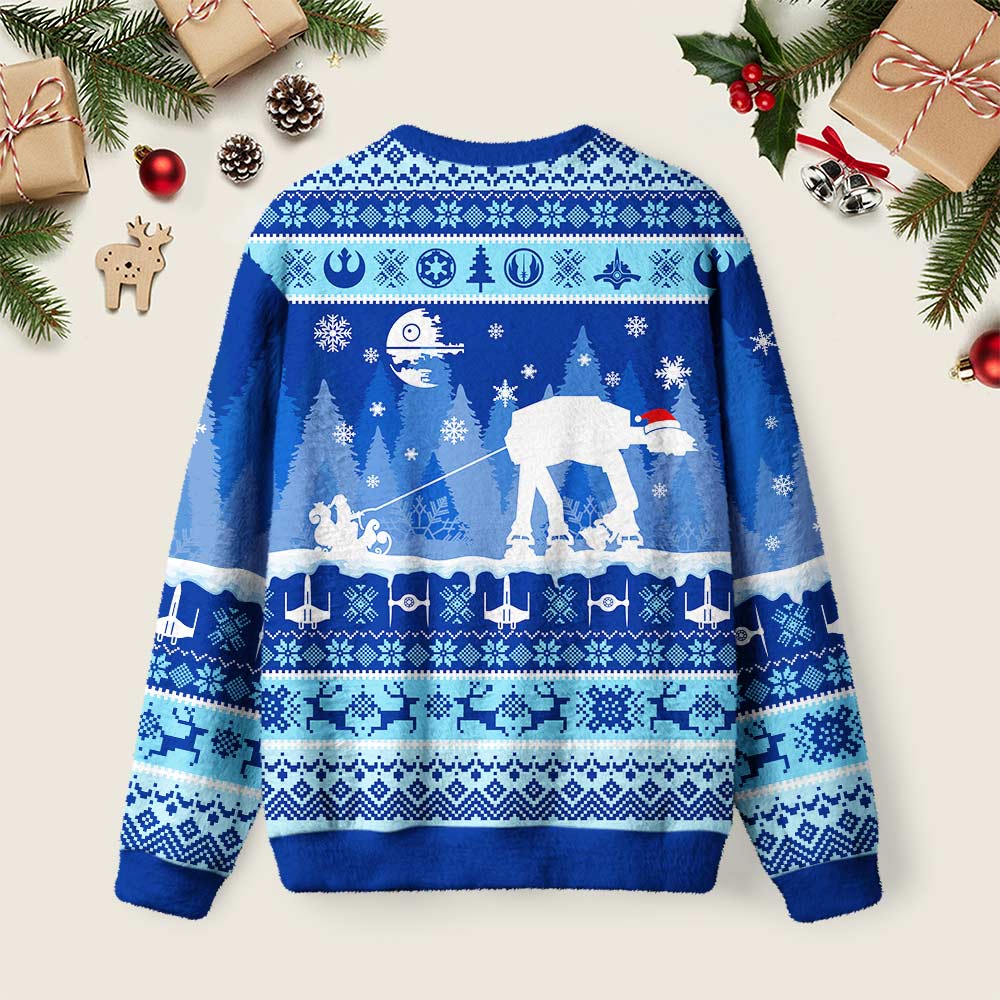 AT Snow Walker Christmas Ugly Christmas Fuzzy Fleece Sweatshirt