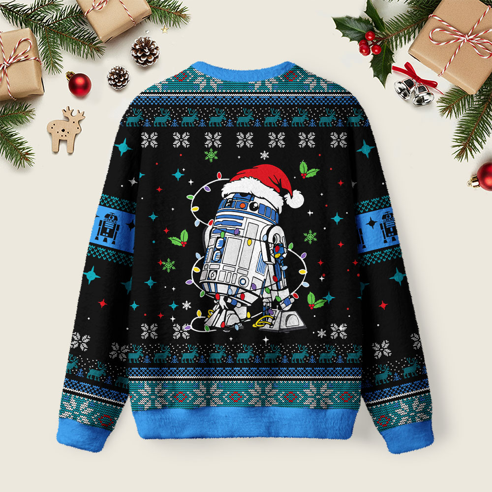 Robot Christmas Ugly Christmas Fuzzy Fleece Sweatshirt