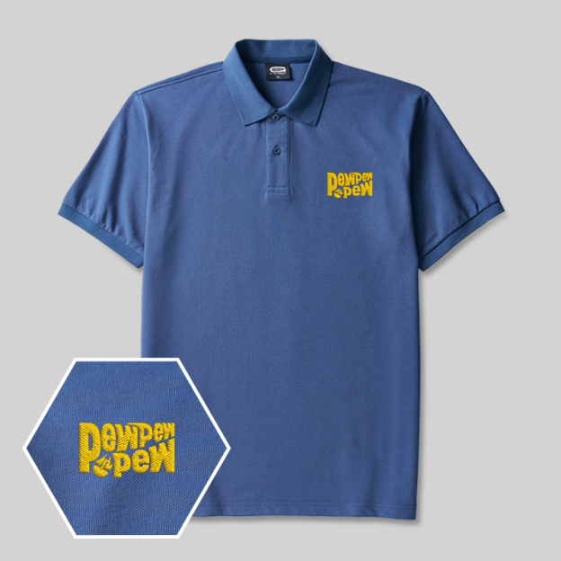 Pew Pew Pew Geek Embroidered Polo Shirt