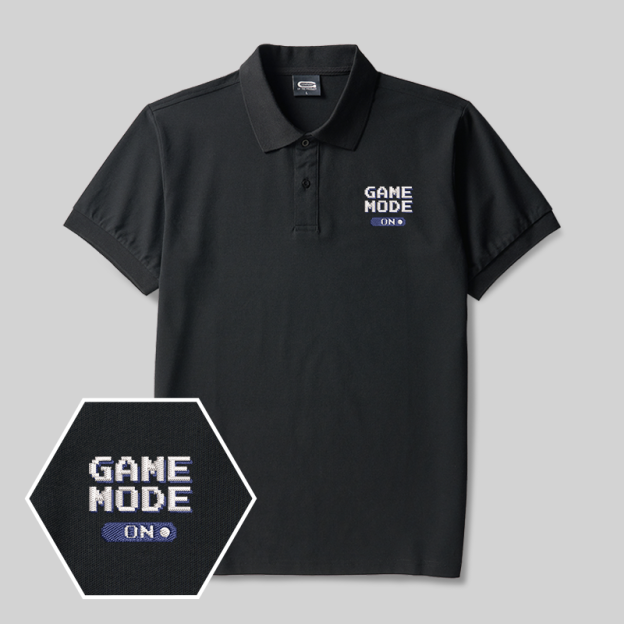 Game Mode On Geek Embroidered Polo Shirt