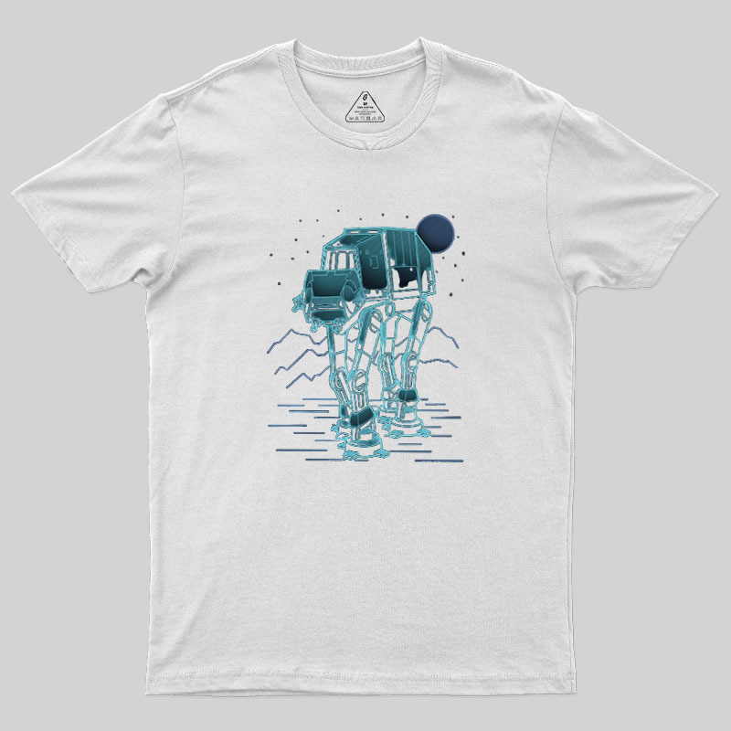 Neon Line-Art Armored Walker Geek T-Shirt