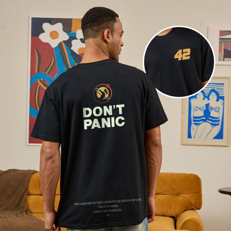 Don't Panic Front and Back Printed Geek T-Shirt