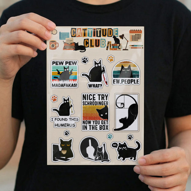 Cattitude Club Geek Sticker Set