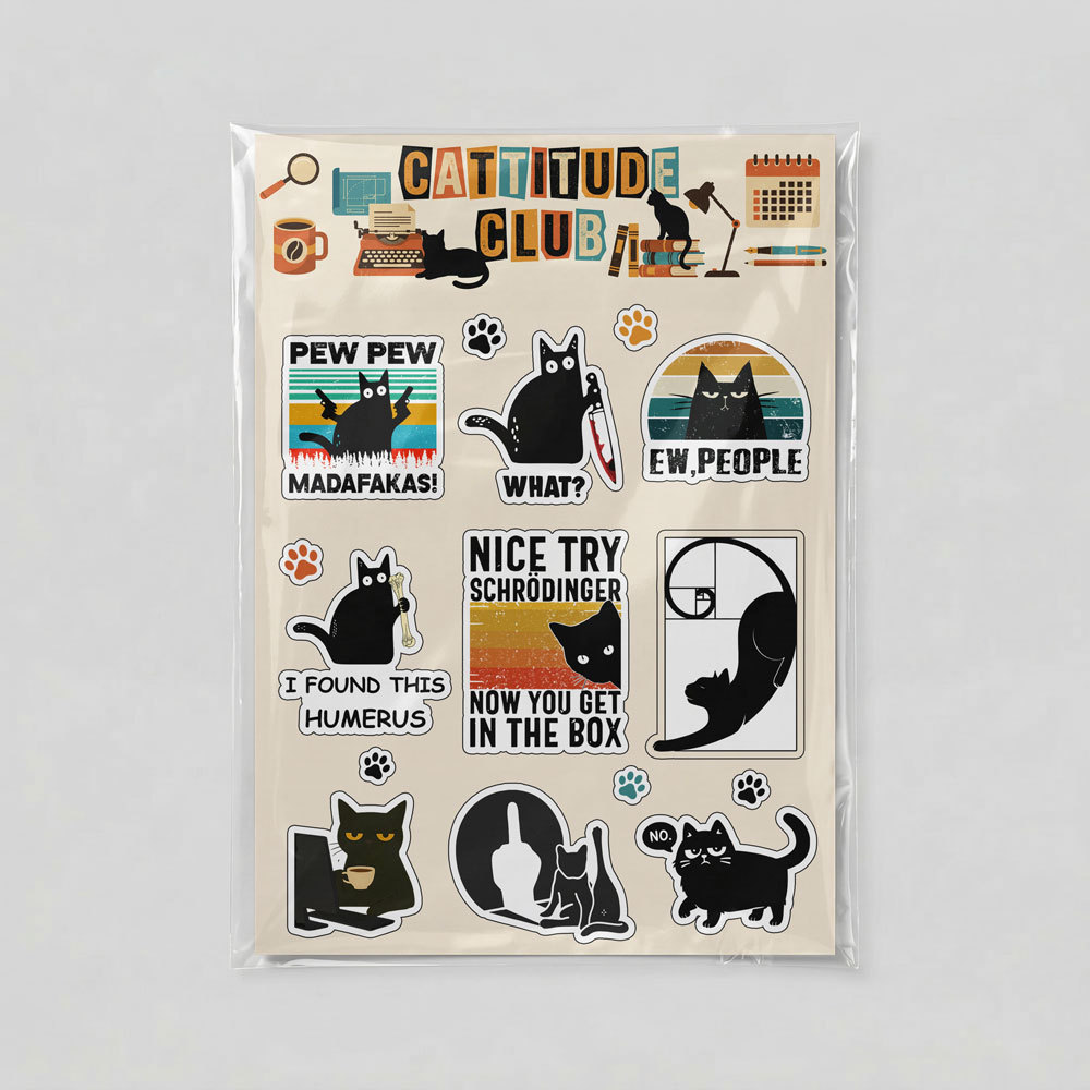 Cattitude Club Geek Sticker Set