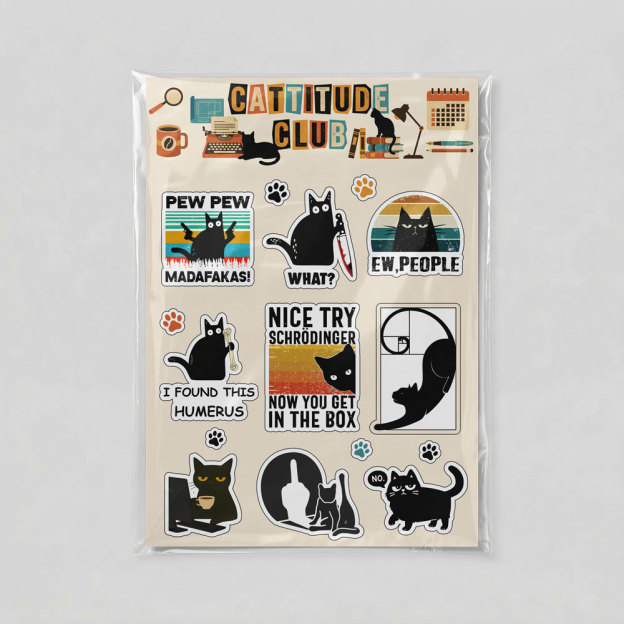 Cattitude Club Geek Sticker Set