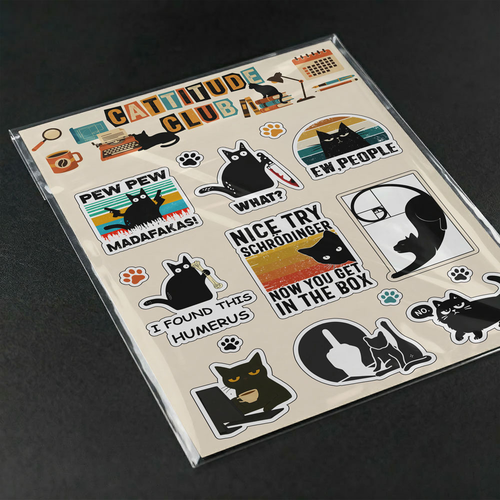 Cattitude Club Geek Sticker Set