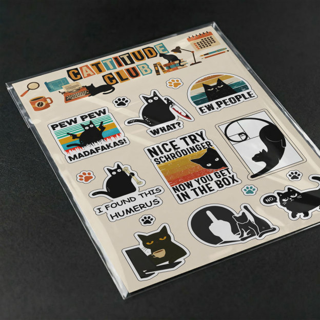 Cattitude Club Geek Sticker Set