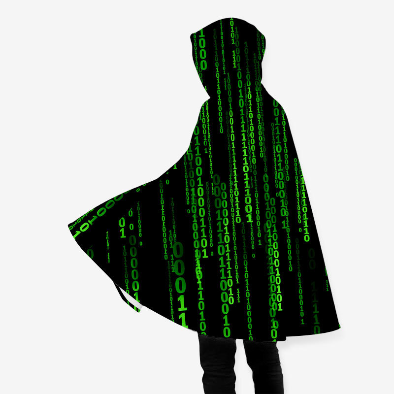 Follow the White Rabbit Black Green Design Art Flannel Cloak