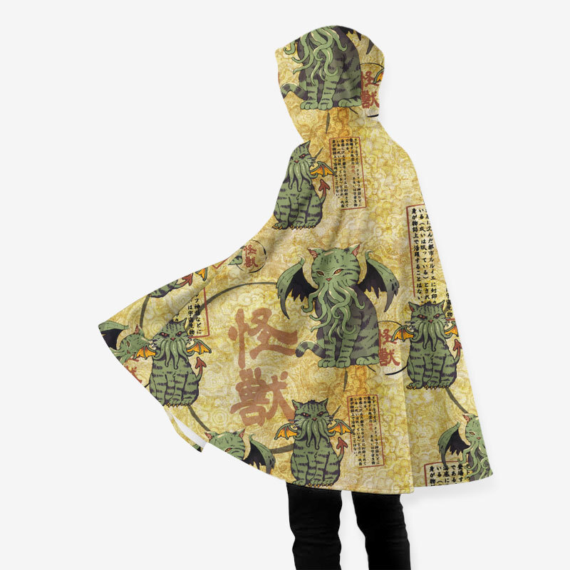 Cat Cthulhu Ukiyo-e Flannel Cloak