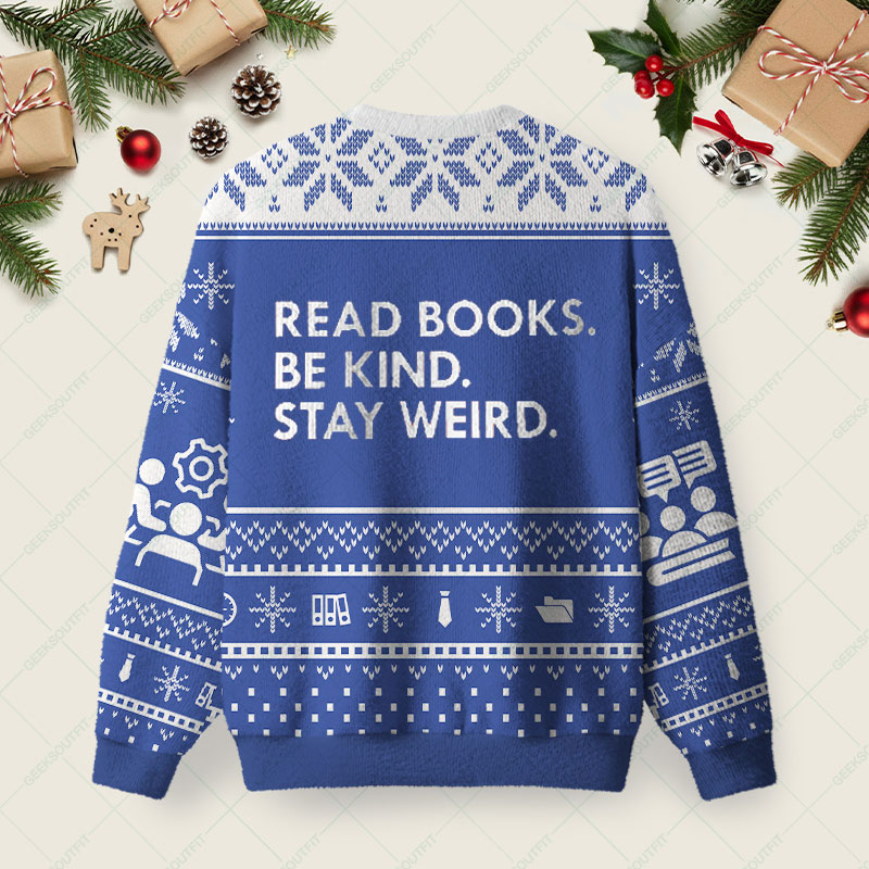 Read Books Ugly Christmas Fuzzy Fleece Sweatshirt