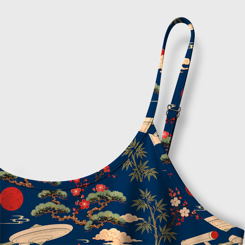 Sci-Fi Spaceship Ukiyo-e Style Geek A-Line Cami Dress