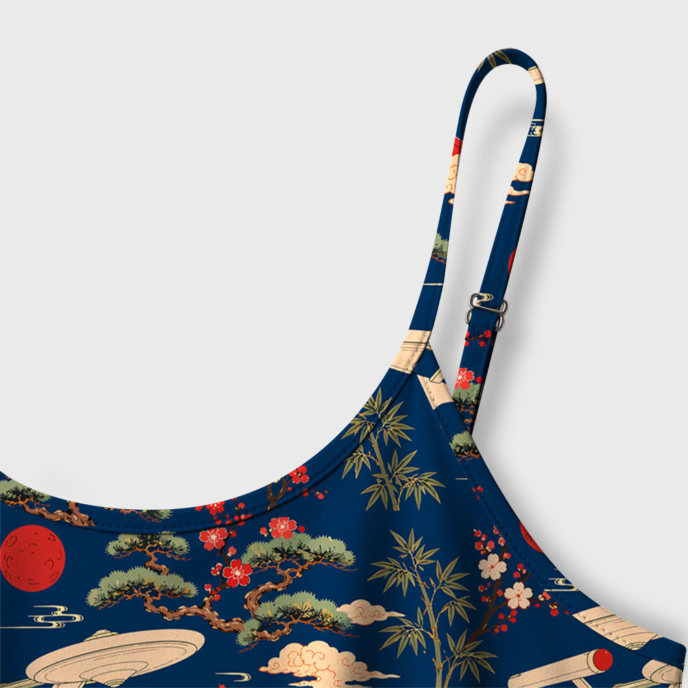 Sci-Fi Spaceship Ukiyo-e Style Geek A-Line Cami Dress