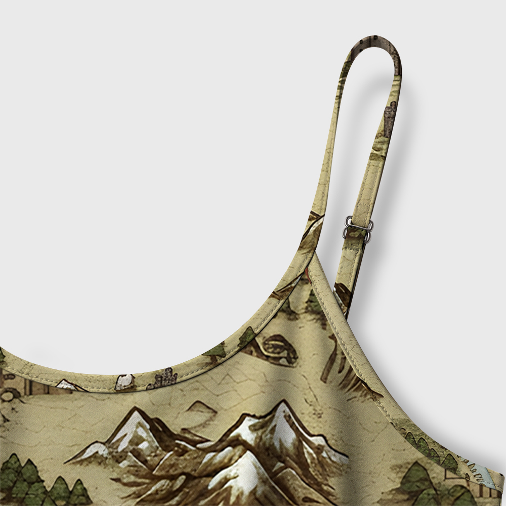 Retro SciFi Dragon Map Geek A-Line Cami Dress