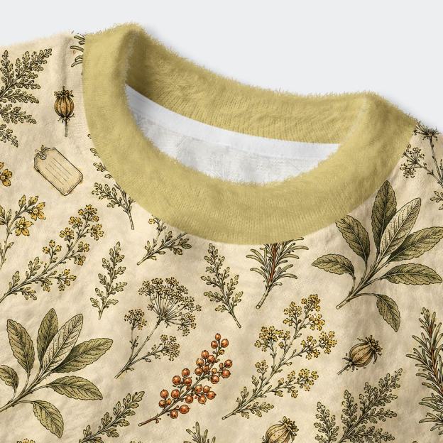 Vintage Botanical Archive Geek Women's Fuzzy Fleece Cropped Sweater