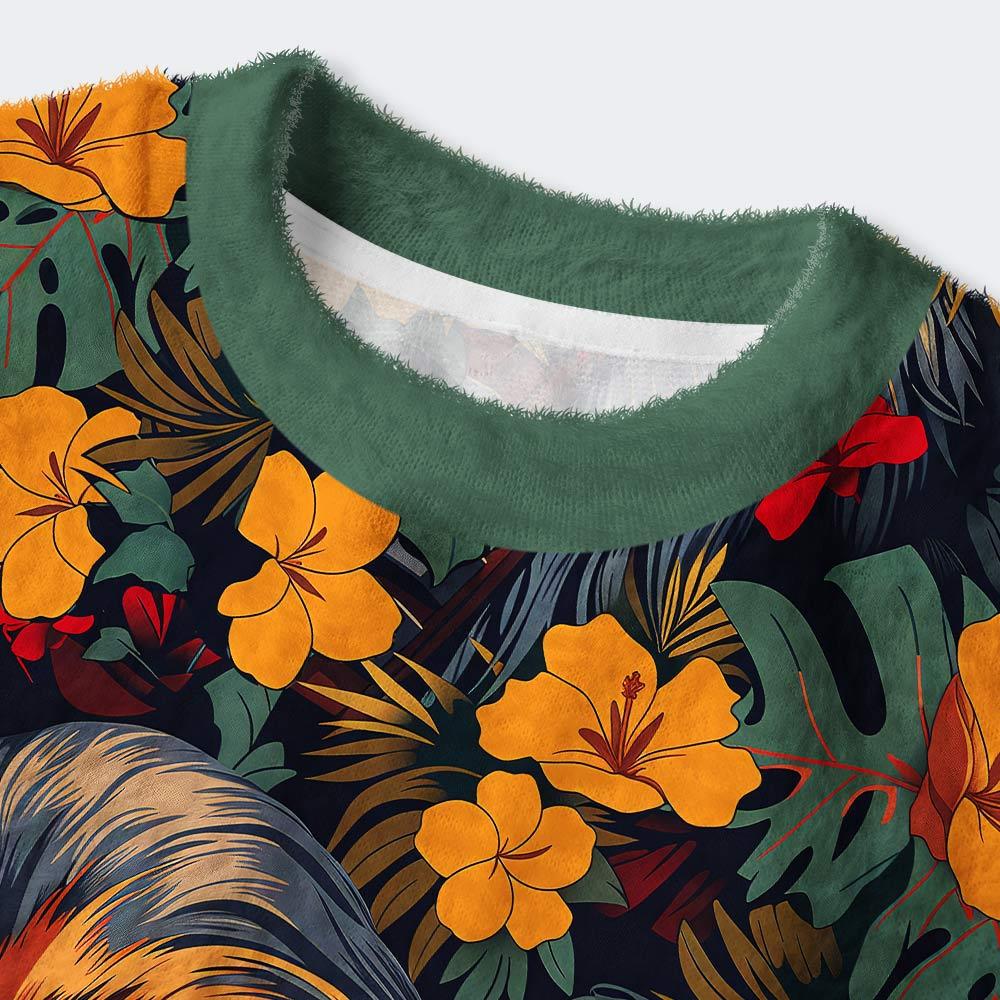 Chewie Flowers and Trees Geek Women's Fuzzy Fleece Cropped Sweater