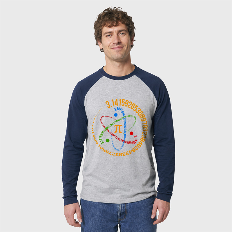 Atom Pi Math Science Geek Retro Raglan Long-Sleeve Tee