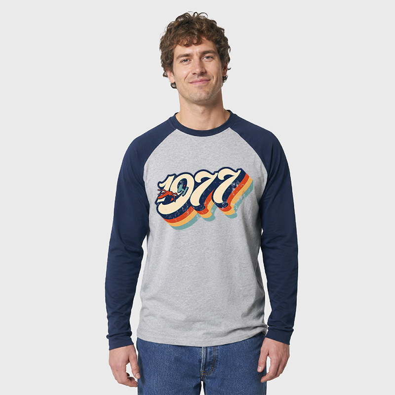 1977 Vintage Geek Retro Raglan Long-Sleeve Tee