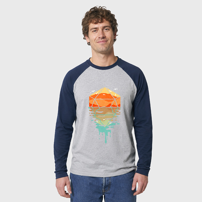 DnD Dungeons & Dragons Geek Retro Raglan Long-Sleeve Tee