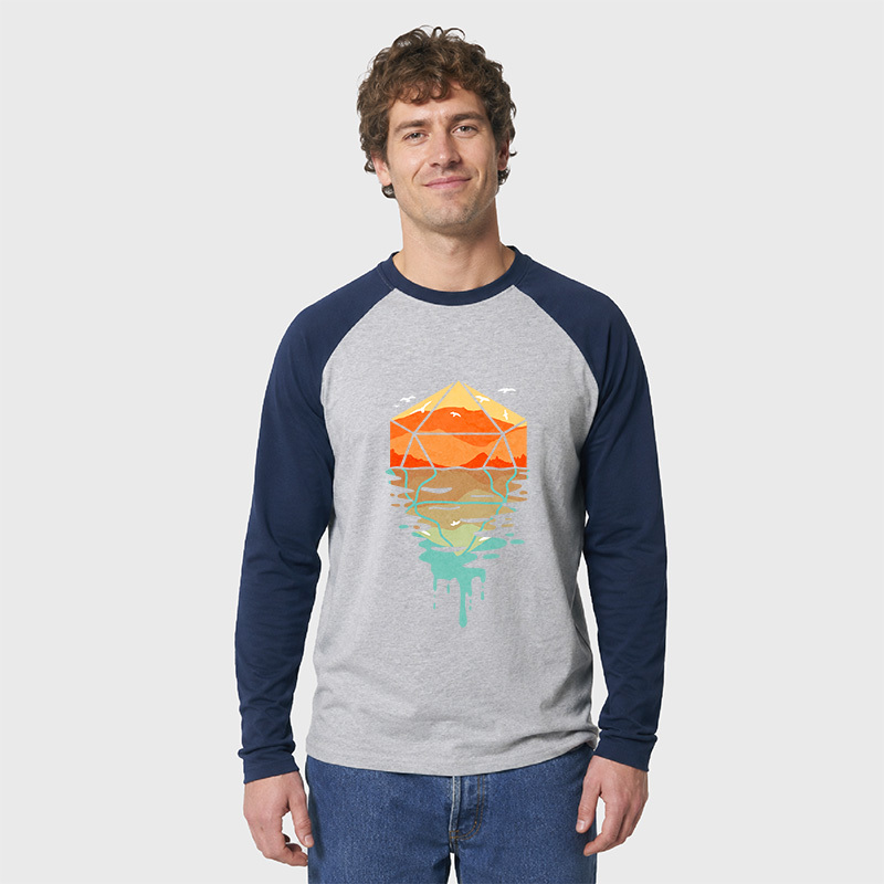 DnD Dungeons & Dragons Geek Retro Raglan Long-Sleeve Tee