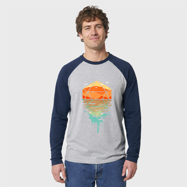 DnD Dungeons & Dragons Geek Retro Raglan Long-Sleeve Tee