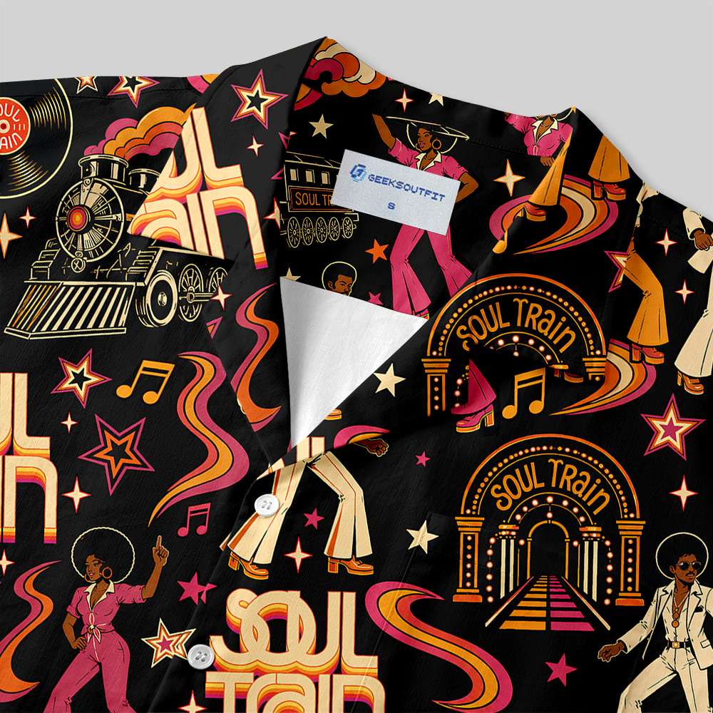 70s Funk Disco Dance Button Up Pocket Shirt