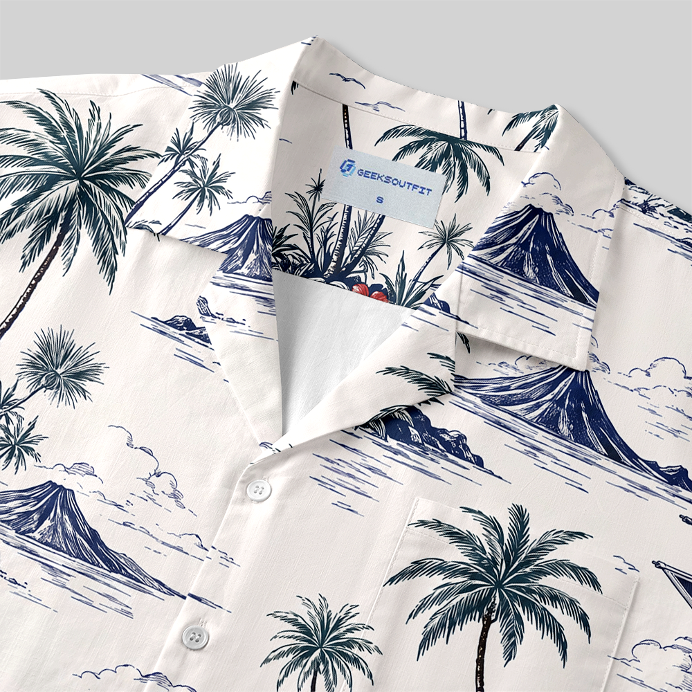 Retro Sci‑Fi Spacecraft Tropical Button Up Pocket Shirt