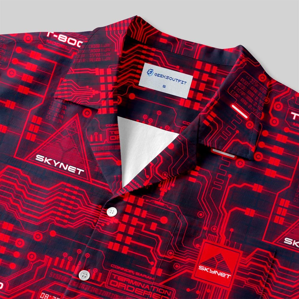 Skynet Circuit Board Button Up Pocket Shirt